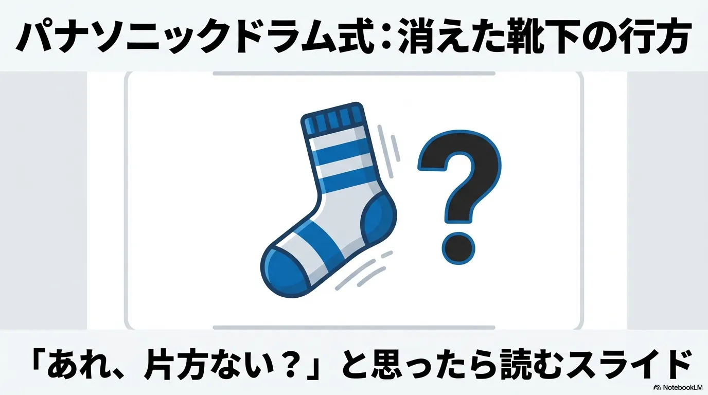 ドラム式洗濯機から靴下が消えたことを示すイラスト