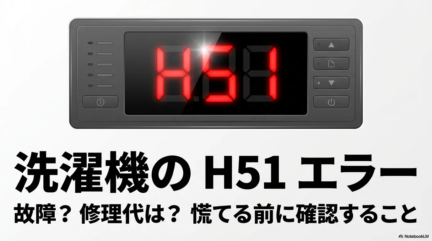 パナソニック洗濯機の液晶パネルに表示されたH51エラーコードのイメージ画像