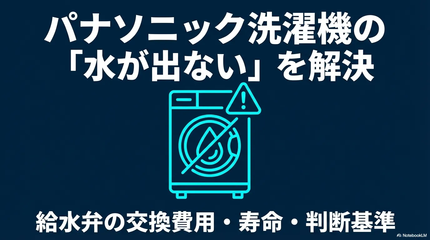 パナソニック洗濯機の水が出ないトラブルを解決するための、給水弁交換費用、寿命、判断基準の解説ガイド表紙