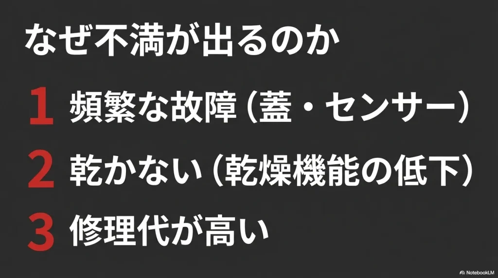 日立の洗濯機に不満が出る3つの理由:頻繁な故障、乾かない、修理代が高い