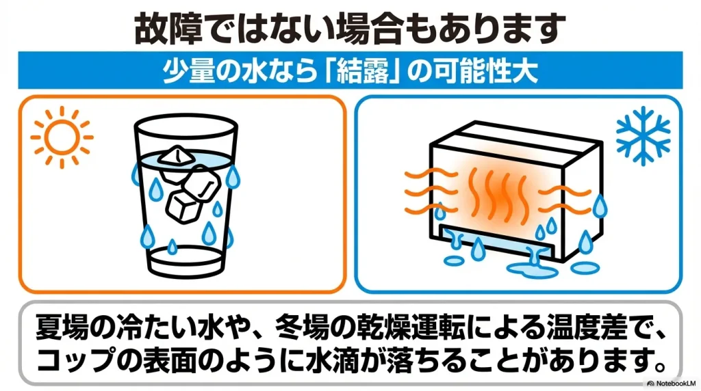 冷たい飲み物のコップの結露と、洗濯機の乾燥運転による温度差で発生する結露のイラスト