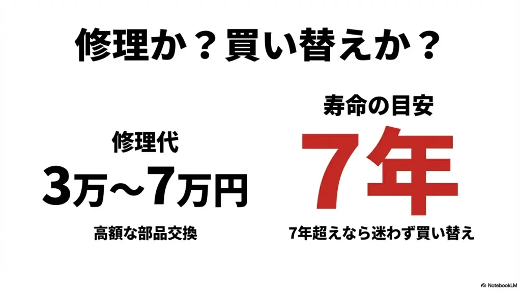 洗濯機の寿命目安である7年と高額な修理代の判断基準