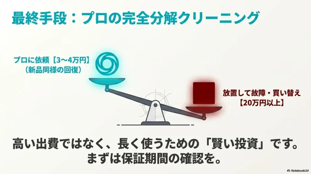 洗濯機の完全分解クリーニングと故障時の買い替え費用の費用対効果の比較